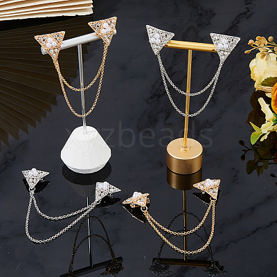 6Pcs 2 Colors Triangle Lapel Pins JEWB-FH0002-55-1