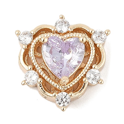Brass Micro Pave Cubic Zirconia Beads KK-K297-34G-01-1
