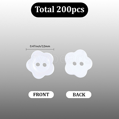200Pcs 2-Hole Resin Buttons RESI-SP0001-52B-1