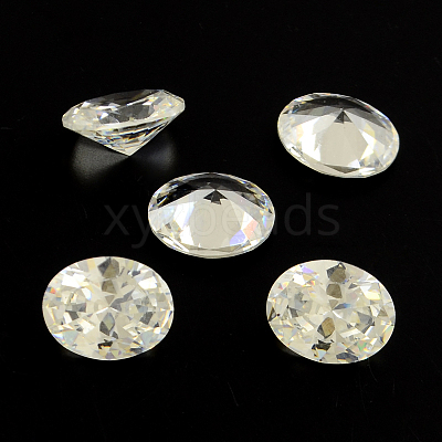 Oval Shaped Cubic Zirconia Pointed Back Cabochons ZIRC-R010-14x10-02-1