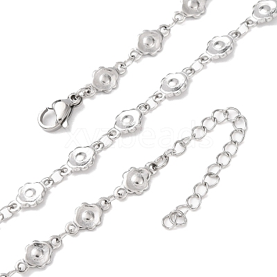 5.5MM 304 Stainless Steel Flower Link Chain Necklaces NJEW-P346-01P-1