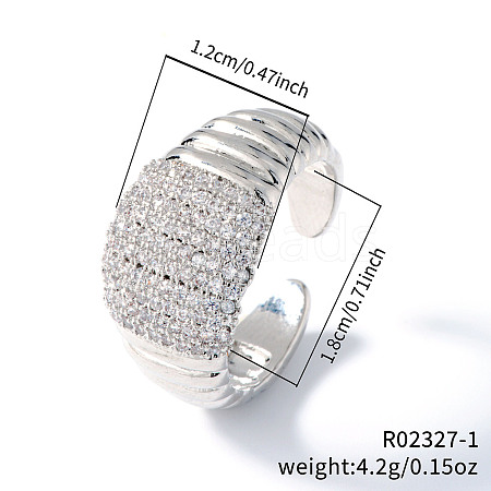 Elegant Fashionable Thread Design Brass Rhinestone Cuff Rings GP3744-1-1