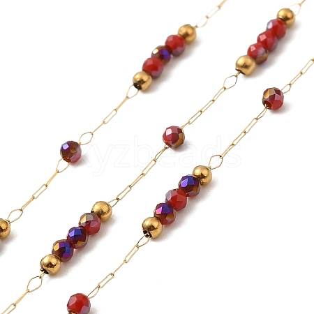 Brass Handmade Beaded Chains CHC-P011-A02-G-1