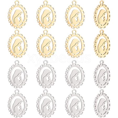 HOBBIESAY 16Pcs 2 Colors Stainless Steel Pendants FIND-HY0001-10-1