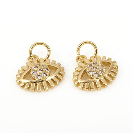 Brass Micro Pave Cubic Zirconia Charms ZIRC-L096-02G-1