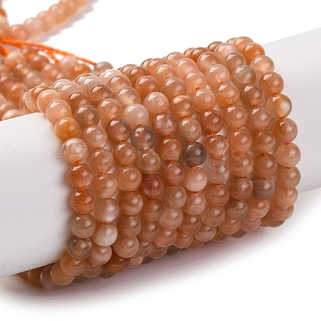 Natural Peach Moonstone Beads Strands G-A235-B07-01-1