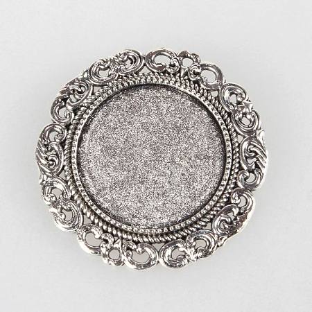 Tibetan Style Alloy Brooch Cabochon Settings PALLOY-N0085-70AS-1