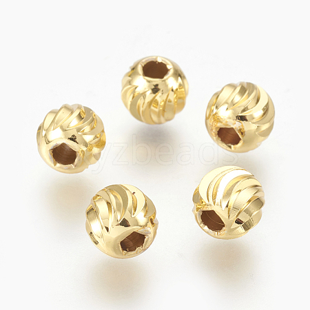 Brass Corrugated Beads KK-L165-02G-1