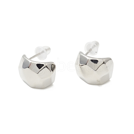 Alloy Curved Thick Stud Earrings with 925 Sterling Silver Pins for Women EJEW-G310-02P-1