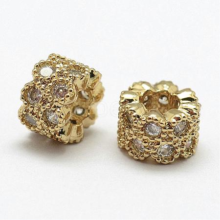 Brass Micro Pave Cubic Zirconia Beads ZIRC-G076-03G-NR-1