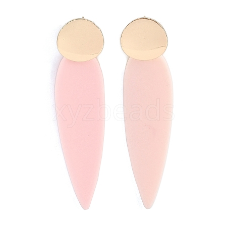 Brass Resin Teardrop Stud Earrings for Women EJEW-U030-01G-02-1