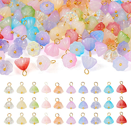 100Pcs 10 Colors Two Tone Handmade Lampwork Charms FIND-TA0003-89-1