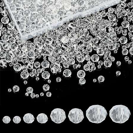 8 Strands 4 Size Transparent Glass Beads Strands EGLA-YW0003-10A-1