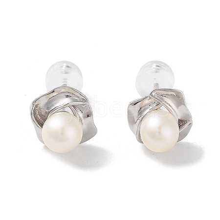 Natural Pearl Stud Earrings for Women EJEW-C083-07A-P-1