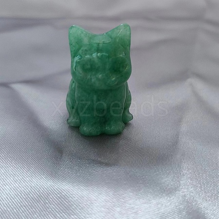 Natural Green Aventurine Carved Healing Cat Figurines PW-WG18852-02-1