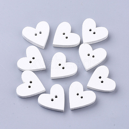 2-Hole Spray Painted Wooden Buttons X-BUTT-T007-019-1