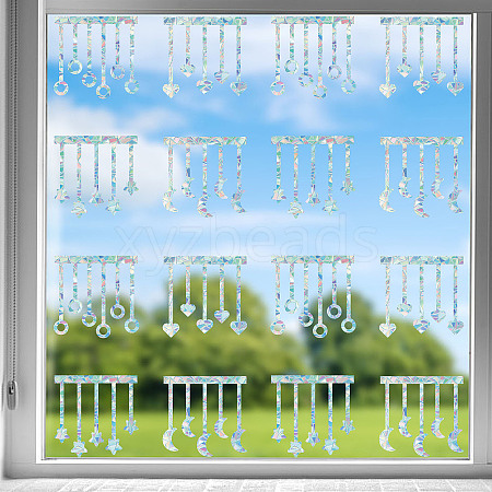 16Pcs Waterproof PVC Colored Laser Stained Window Film Static Stickers DIY-WH0314-096-1