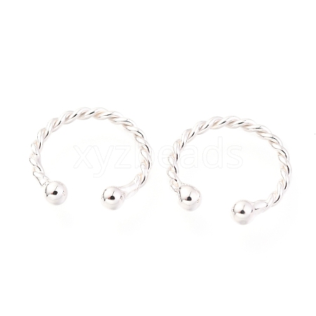 Rhodium Plated 925 Sterling Silver Cuff Earrings EJEW-H124-10P-1