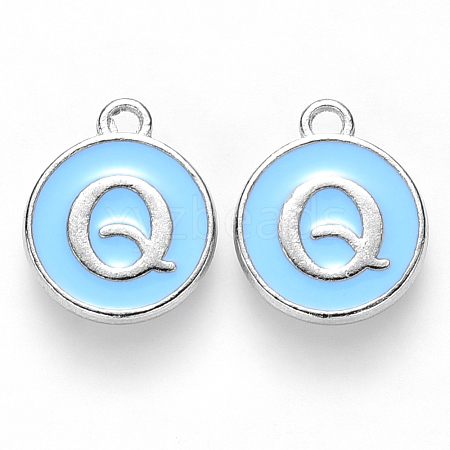 Platinum Plated Alloy Enamel Charms ENAM-S118-04Q-P-1