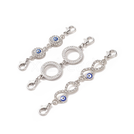 3Pcs 3 Styles Zinc Alloy Crystal Rhinestone Double Lobster Claw Clasps FIND-JF00103-1