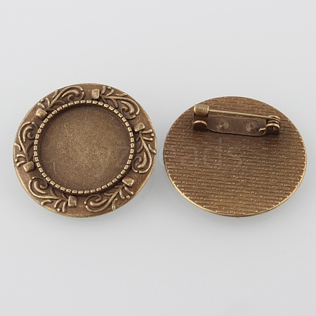 Vintage Alloy Brooch Cabochon Bezel Settings X-PALLOY-O038-32AB-NF-1