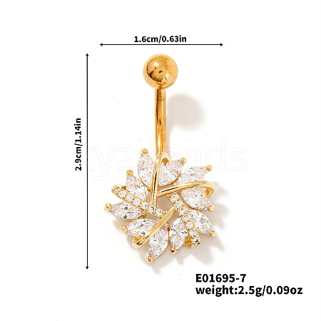 Shiny Brass Crystal Rhinestone Belly Button Rings CZ7821-7-1