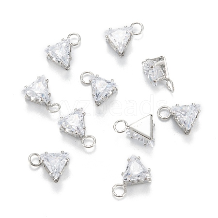 Brass Clear Cubic Zirconia Charms ZIRC-G170-15P-1