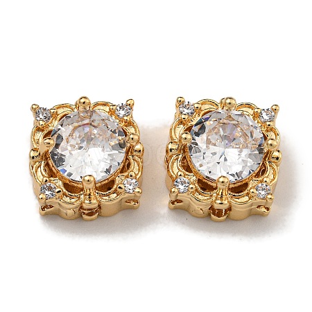 Brass Micro Pave Cubic Zirconia Beads KK-U037-05G-02-1