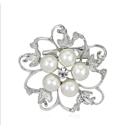 Exquisite ABS Plastic Pearl Flower Brooch PW-WG27627-01-1