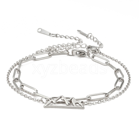 Tarnish Resistant 304 Stainless Steel Paperclip Chains & Cable Chain Bracelet Sets AJEW-U005-05E-P-1