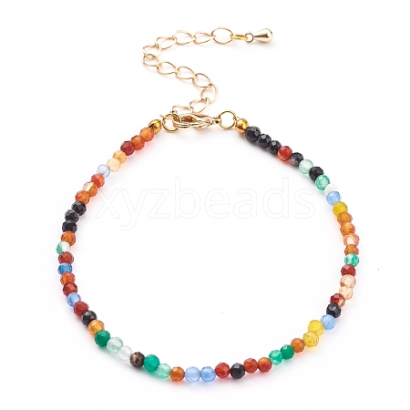 Dyed Natural Agate Beaded Bracelets BJEW-JB05932-1