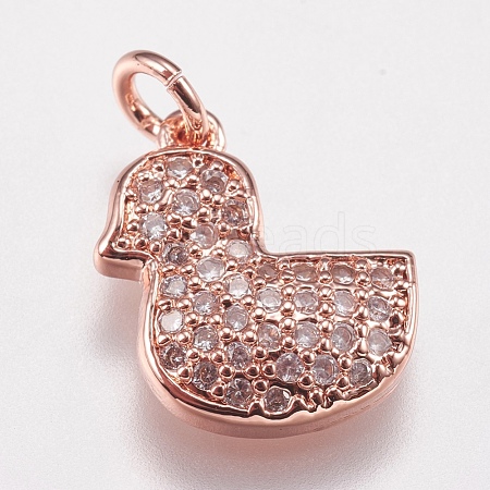 Brass Micro Pave Cubic Zirconia Charms ZIRC-E147-40RG-1