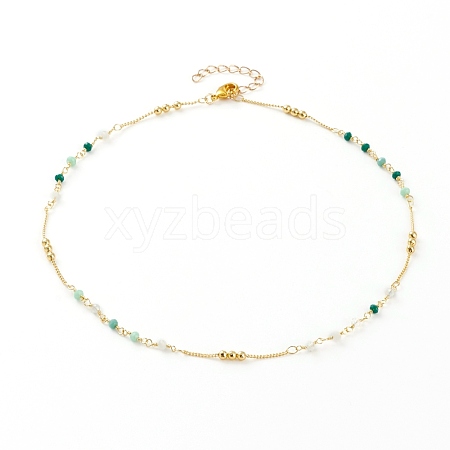 Faceted Glass Beaded Necklaces NJEW-JN03278-04-1