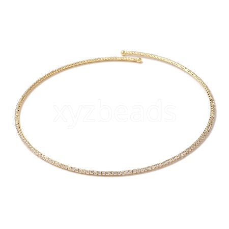 Rack Plating Brass Cubic Zirconia Elasticity Necklaces NJEW-S425-02G-1