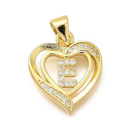 Rack Plating Brass Micro Pave Cubic Zirconia Pendants KK-L226-101G-E-1