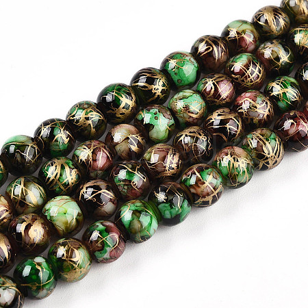 Baking Paint Glass Beads Strands DGLA-N003-6mm-B07-1