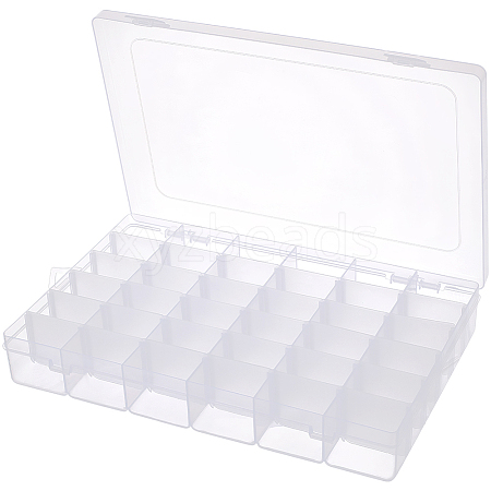 36 Grids Transparent Plastic Adjustable Dividers Boxes with Hinged Lid CON-PA0001-08-1