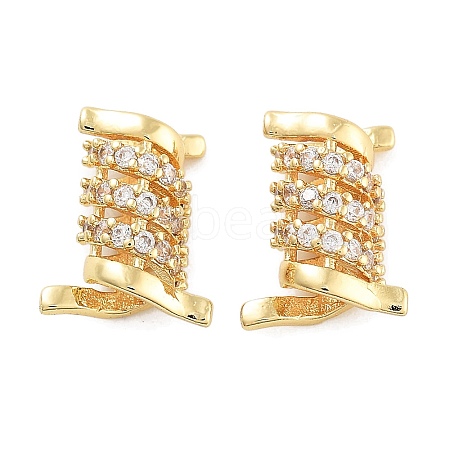 Rack Plating Brass Micro Pave Cubic Zirconia Beads KK-Z071-38G-1