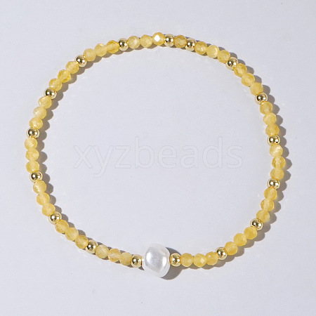 Natural Citrine Beaded Stretch Bracelets for Women BG9690-3-1