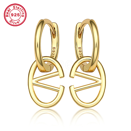 Real 18K Gold Plated 925 Sterling Silver Hoop Earrings ZC9557-8-1