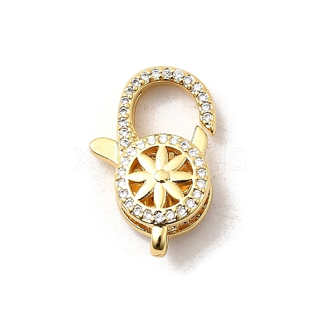 Brass Micro Pave Clear Cubic Zirconia Lobster Claw Clasps KK-A266-24E-G-1