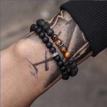 Fashion Retro Black Matte Bracelet Set with Zircon Crown ZZ8347-6-1