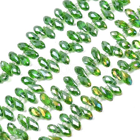 Electroplate Glass Faceted Teardrop Beads Strands EGLA-D014-19-1-1