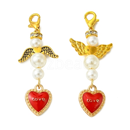 2Pcs Angel ABS Plastic Imitation Pearl Pendant Decorations HJEW-JM02859-1