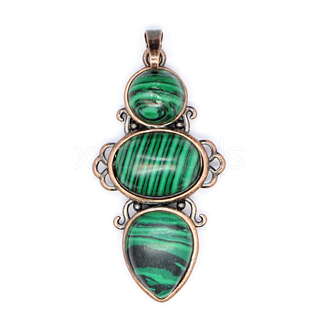 Retro Natural Malachite Pendants PW-WG7292F-10-1