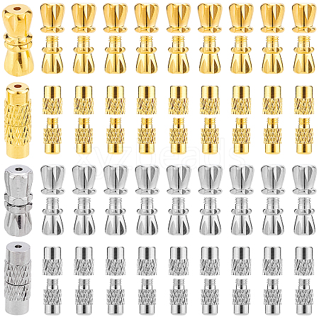120 Sets 4 Style Column Brass Screw Clasps KK-SC0002-17-1