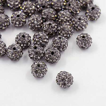 Black Diamond Grade A Round Pave Disco Ball Beads X-RB-H258-10MM-215-1