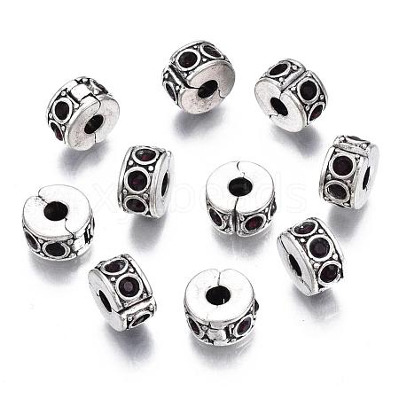 Column Antique Silver Plated Alloy Rhinestone Beads ALRI-Q227-11I-1