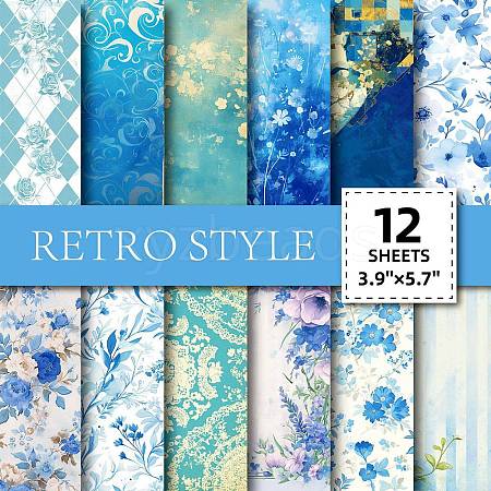 12 Sheets Blue Theme Scrapbook Paper Pad Sets PW-WGDC27B-01-1