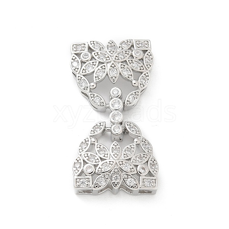 Brass Micro Pave Clear Cubic Zirconia Fold Over Clasps KK-Z083-04P-1